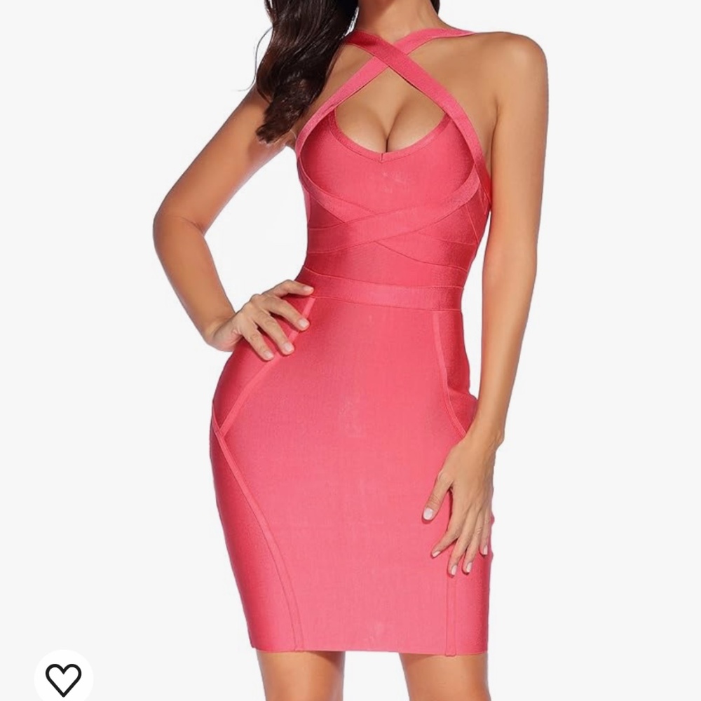 Bandage Bodycon Dress - Pink - Medium